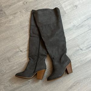 Over the Knee Grey Boots-Wide Calf